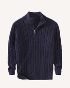 Pull homme demi-zip col montant maille torsadée chaud - Moritz