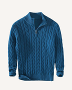 Pull homme demi-zip col montant maille torsadée chaud - Moritz