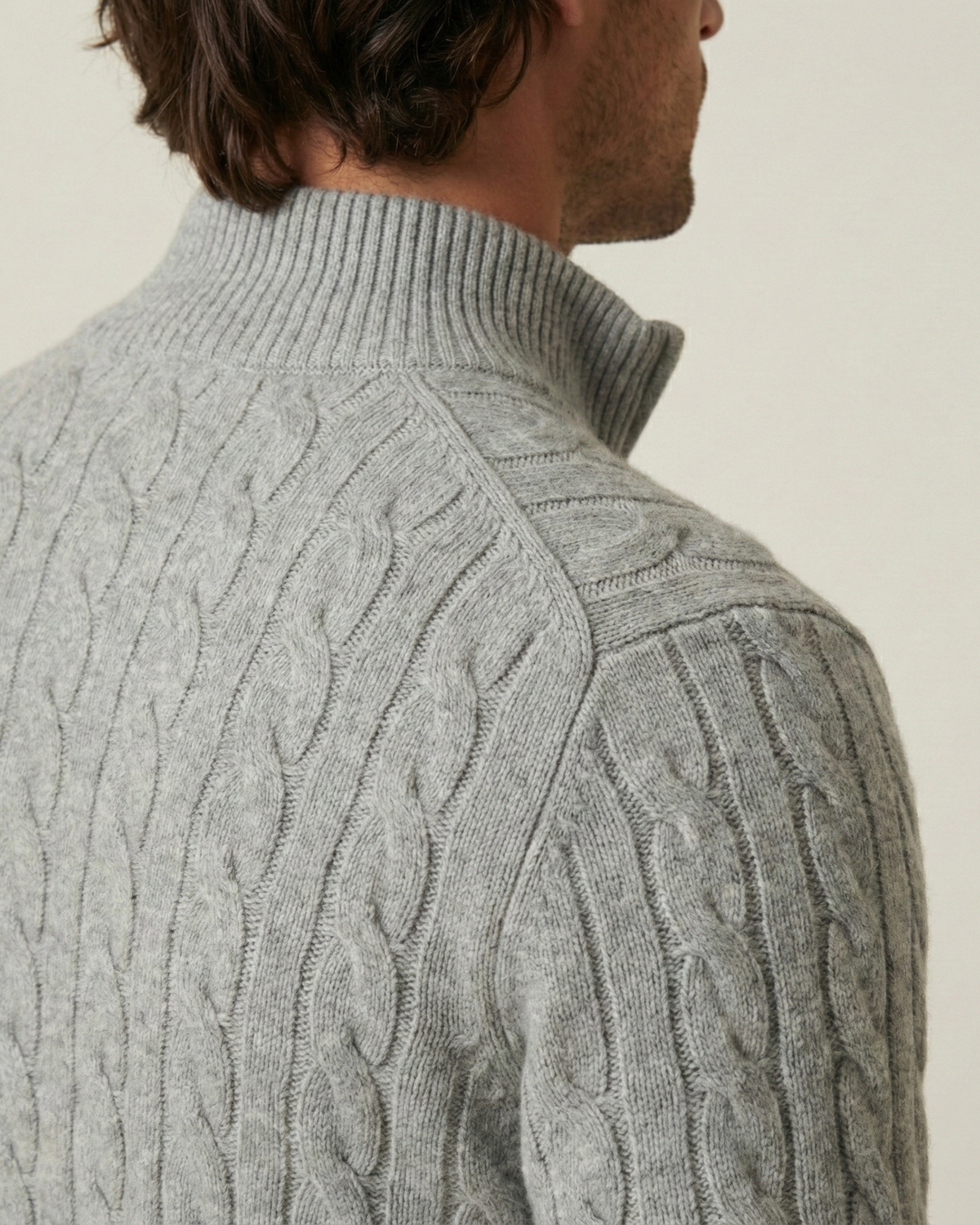 Pull homme demi-zip col montant maille torsadée chaud - Moritz