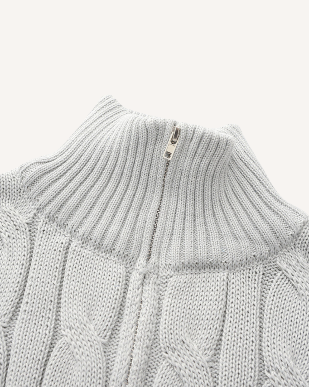 Pull homme demi-zip col montant maille torsadée chaud - Moritz