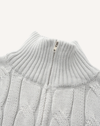 Pull homme demi-zip col montant maille torsadée chaud - Moritz