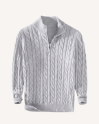 Pull homme demi-zip col montant maille torsadée chaud - Moritz