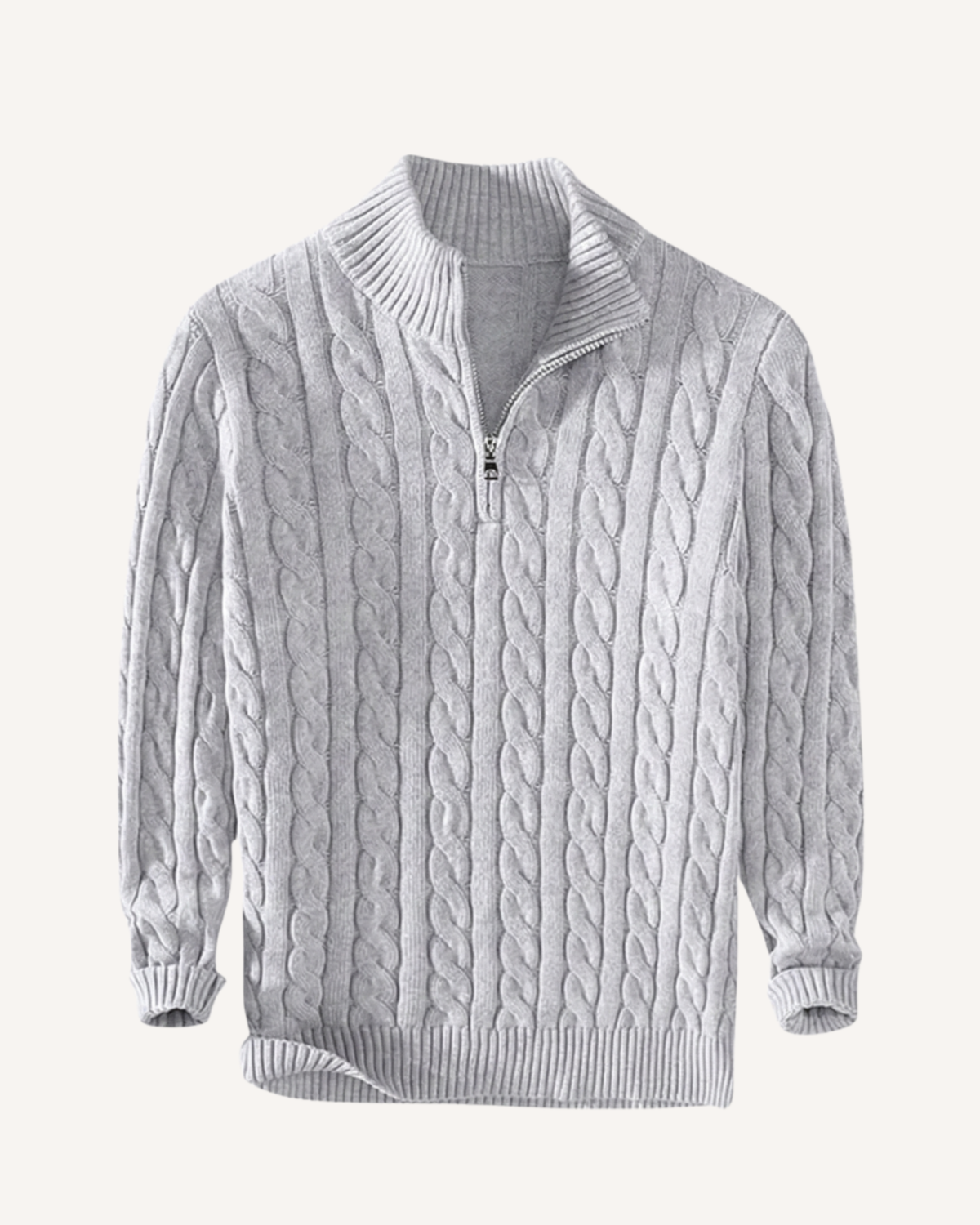 Pull homme demi-zip col montant maille torsadée chaud - Moritz