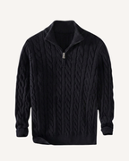 Pull homme demi-zip col montant maille torsadée chaud - Moritz