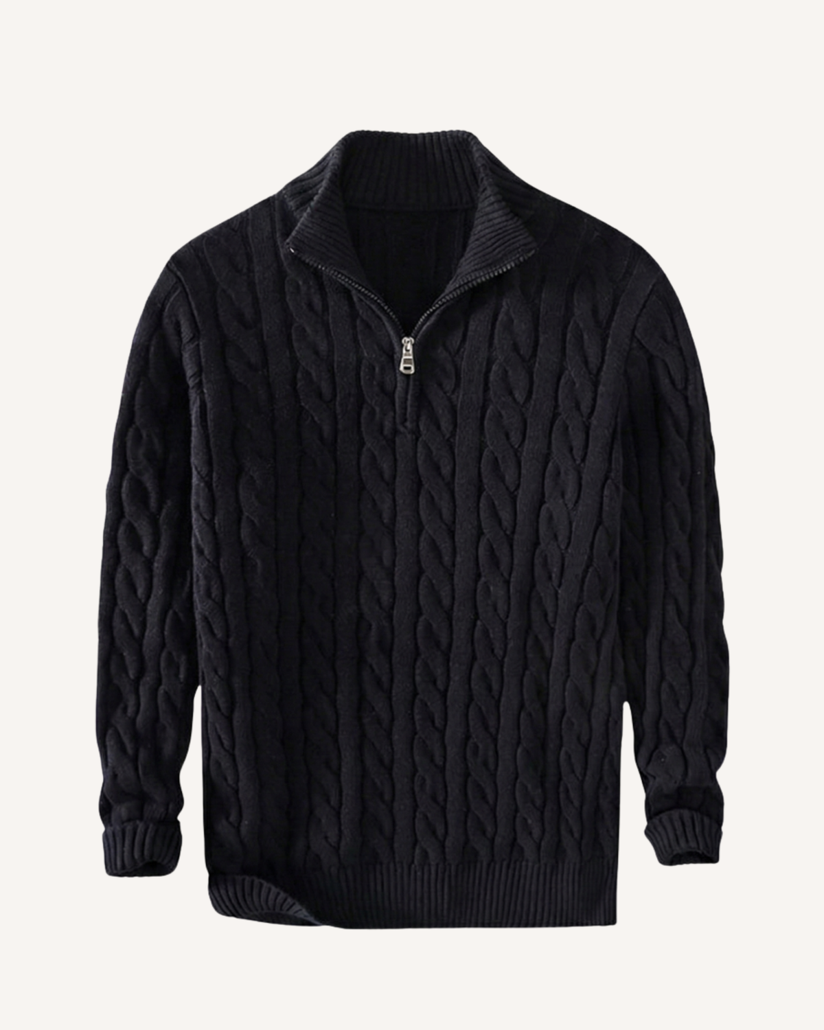 Pull homme demi-zip col montant maille torsadée chaud - Moritz