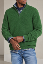 Pull homme demi-zip maille côtelée col montant texture - Stellan
