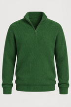 Pull homme demi-zip maille côtelée col montant texture - Stellan