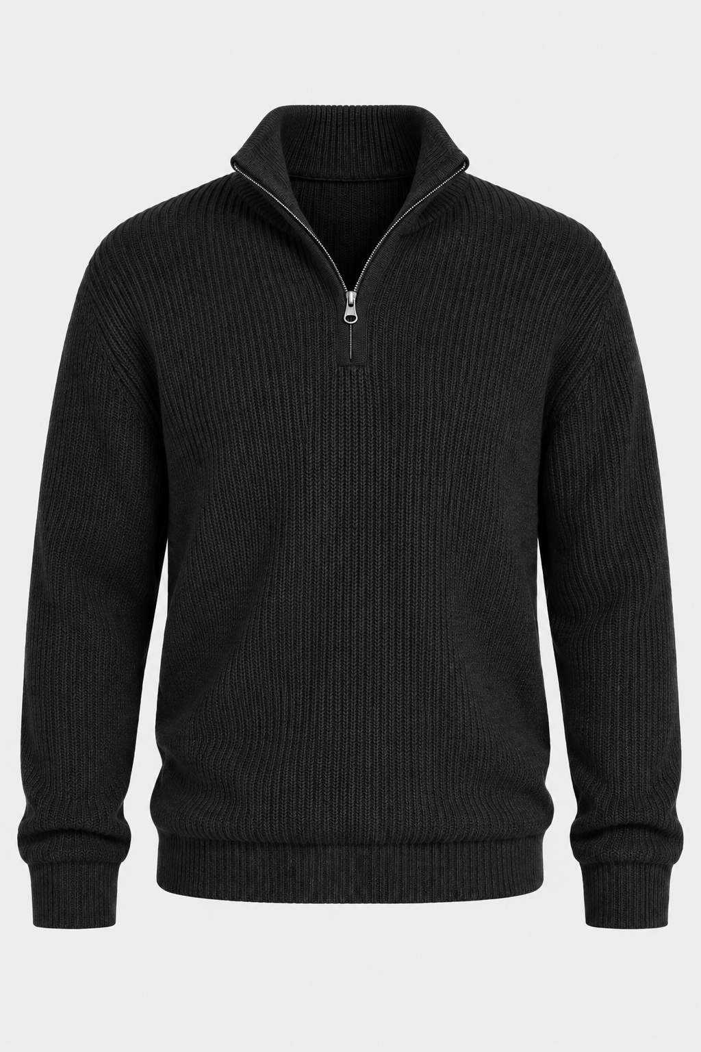Pull homme demi-zip maille côtelée col montant texture - Stellan