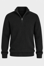 Pull homme demi-zip maille côtelée col montant texture - Stellan