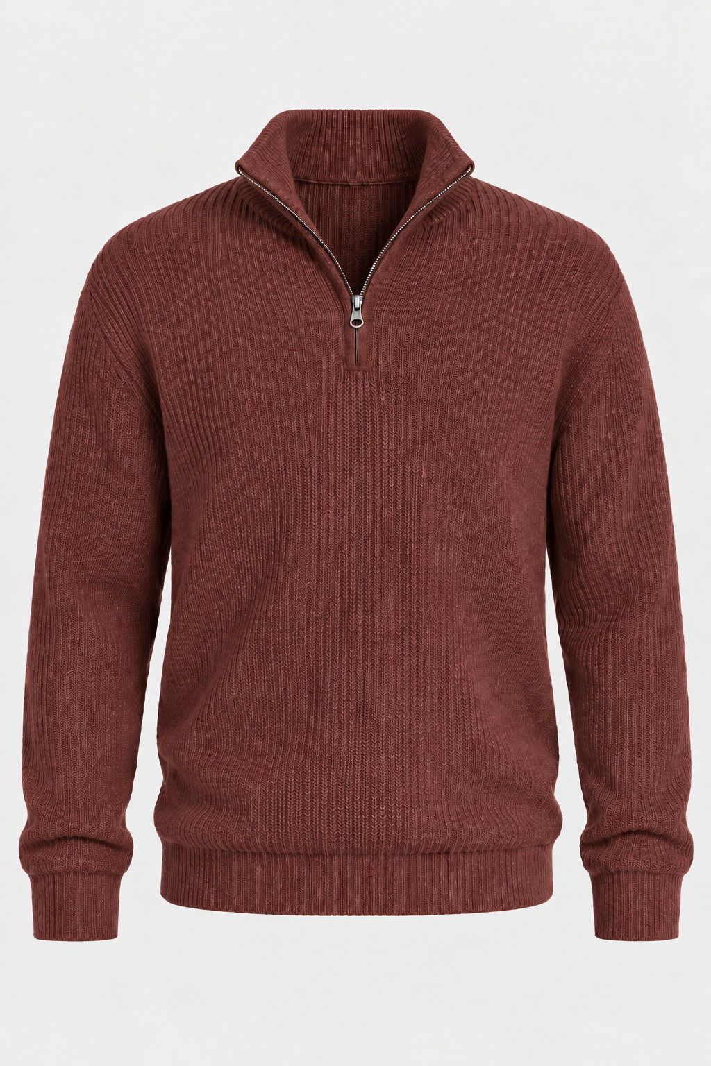 Pull homme demi-zip maille côtelée col montant texture - Stellan