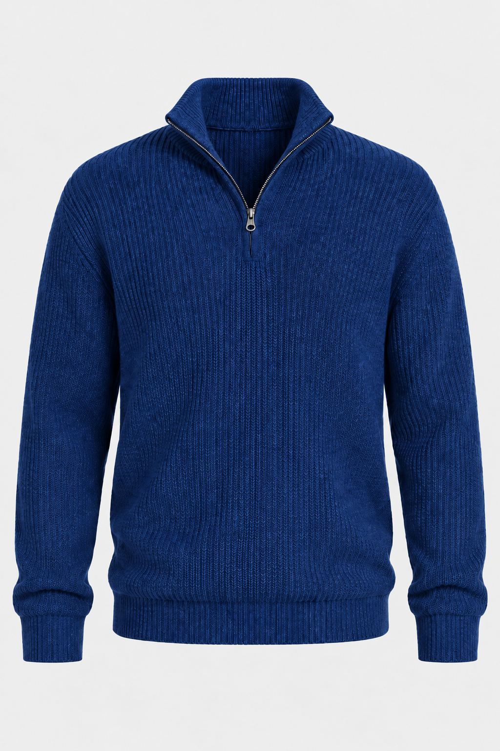 Pull homme demi-zip maille côtelée col montant texture - Stellan