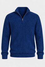 Pull homme demi-zip maille côtelée col montant texture - Stellan