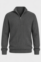 Pull homme demi-zip maille côtelée col montant texture - Stellan