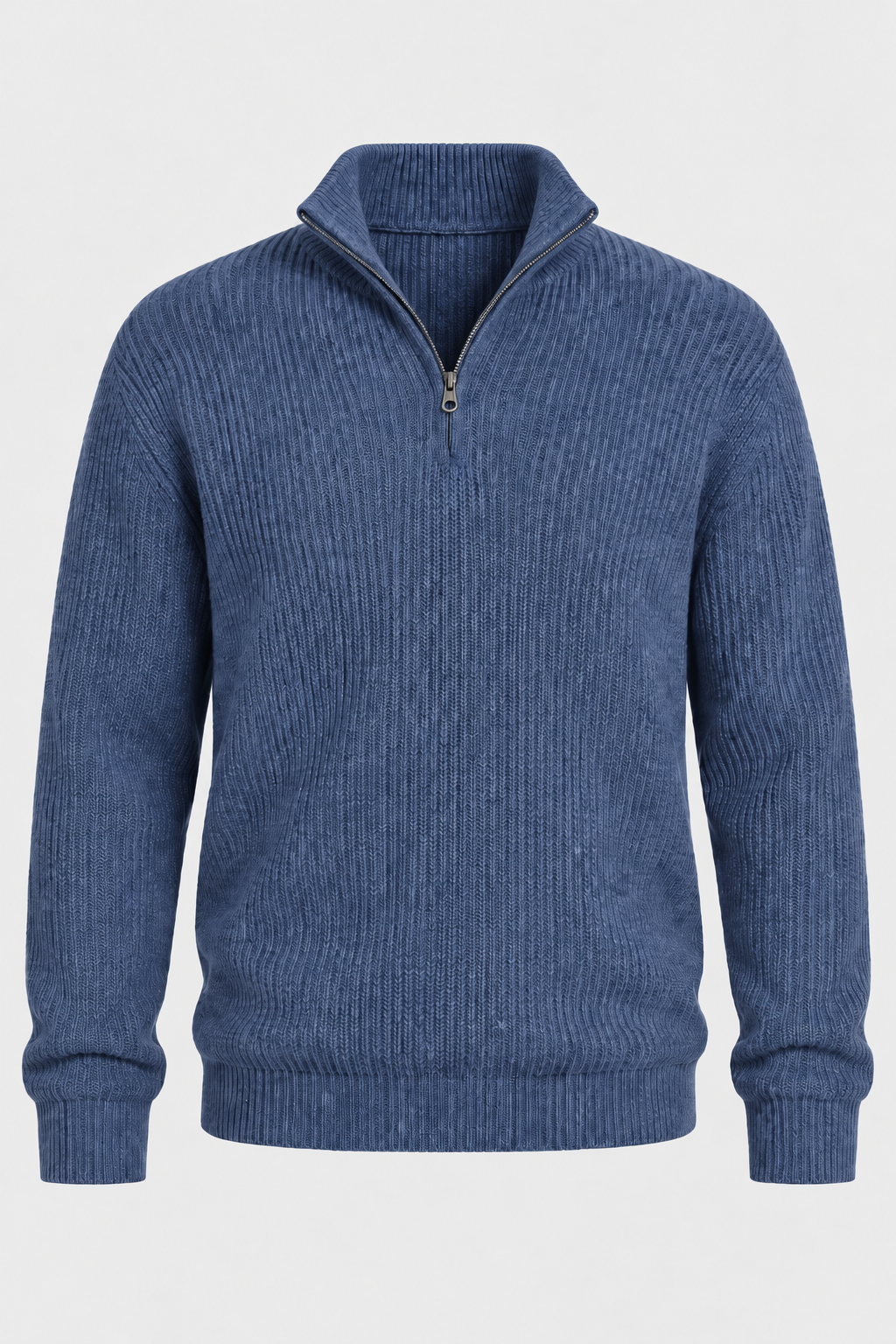 Pull homme demi-zip maille côtelée col montant texture - Stellan