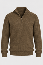 Pull homme demi-zip maille côtelée col montant texture - Stellan