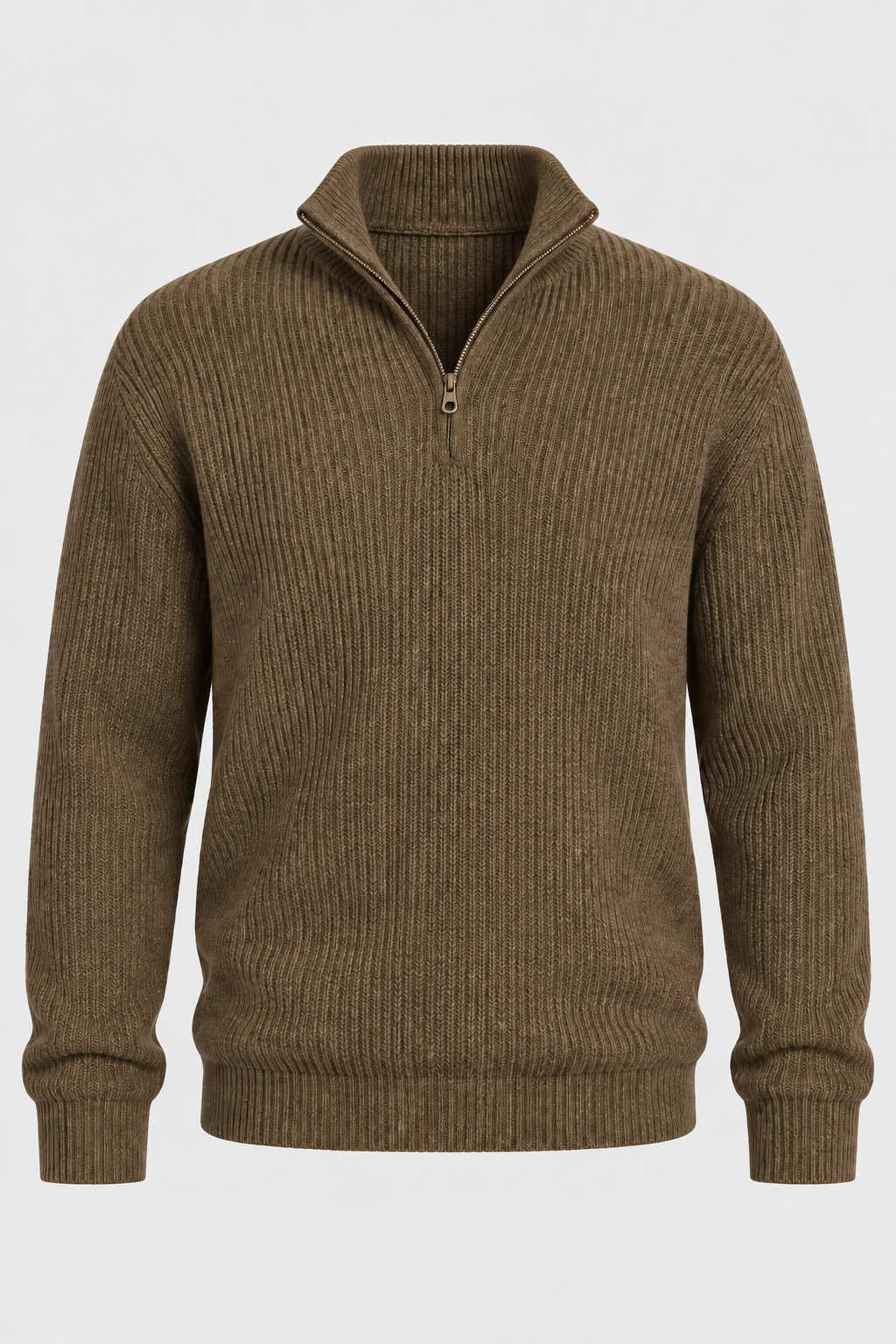 Pull homme demi-zip maille côtelée col montant texture - Stellan