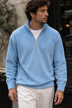 Pull homme demi-fermeture éclair texture côtelée relief - Leander