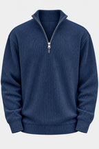 Pull homme demi-fermeture éclair texture côtelée relief - Leander