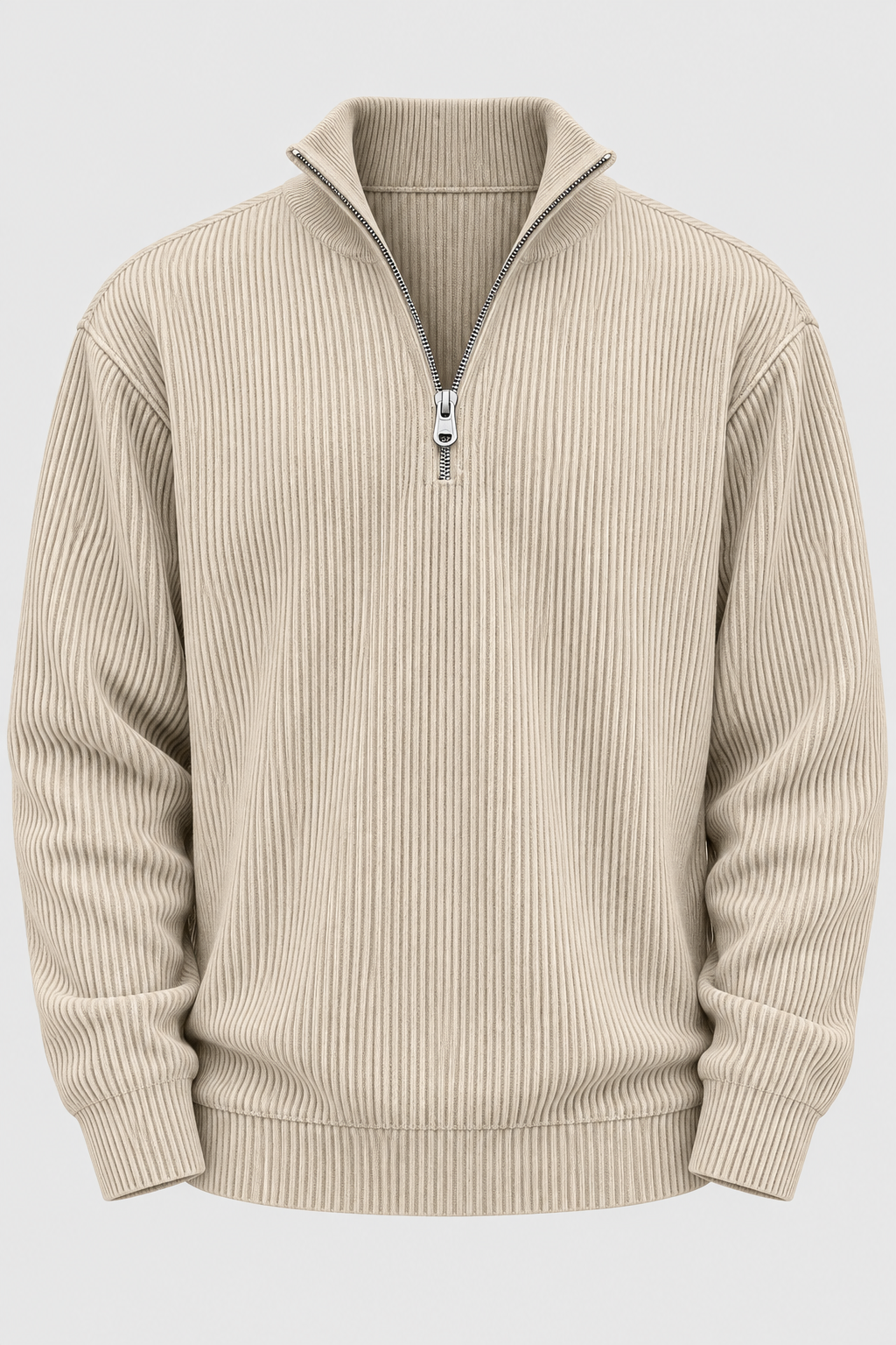 Pull homme demi-fermeture éclair texture côtelée relief - Leander