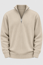 Pull homme demi-fermeture éclair texture côtelée relief - Leander