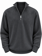 Pull homme demi-fermeture éclair texture côtelée relief - Leander