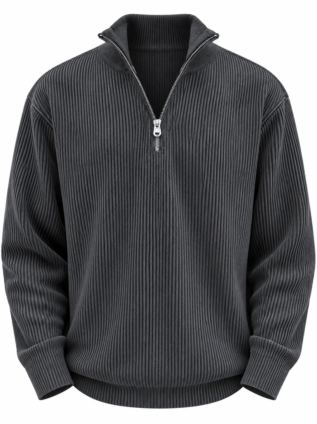Pull homme demi-fermeture éclair texture côtelée relief - Leander