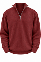 Pull homme demi-fermeture éclair texture côtelée relief - Leander