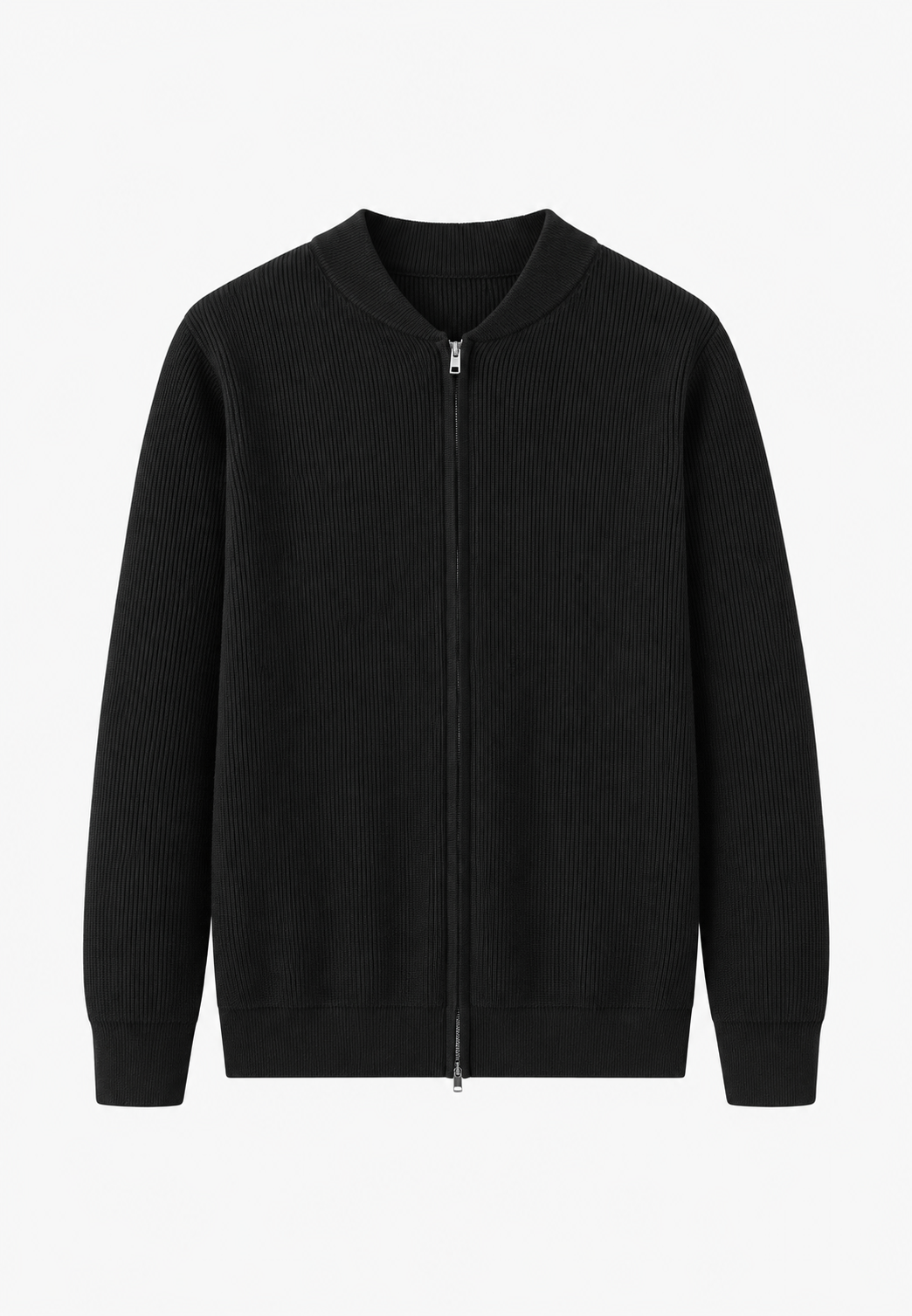 Pull homme maille côtelée col montant demi-fermeture éclair - Blaise