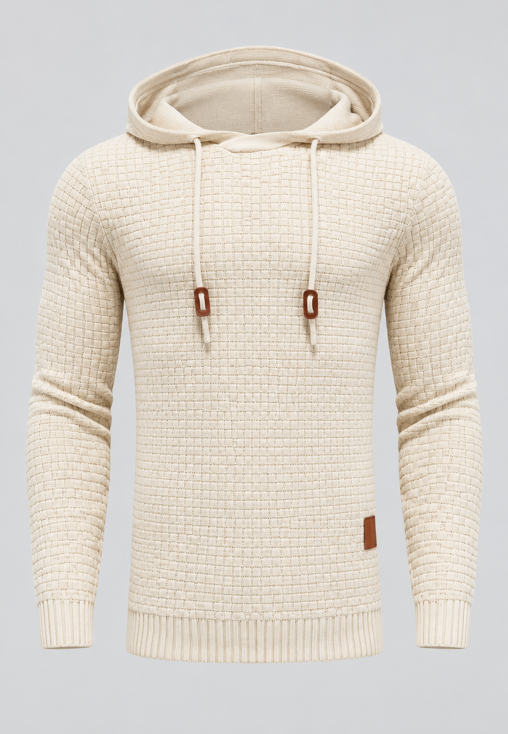 Pull homme maille texturée capuche ajustable cordon tricot - Ciro