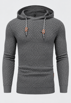 Pull homme maille texturée capuche ajustable cordon tricot - Ciro