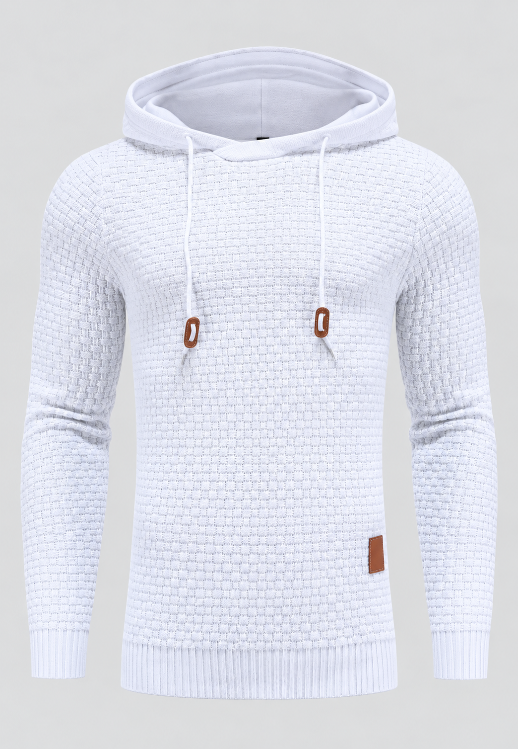 Pull homme maille texturée capuche ajustable cordon tricot - Ciro