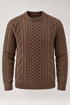 Pull homme maille torsadée col rond manches longues chaud - Bastien