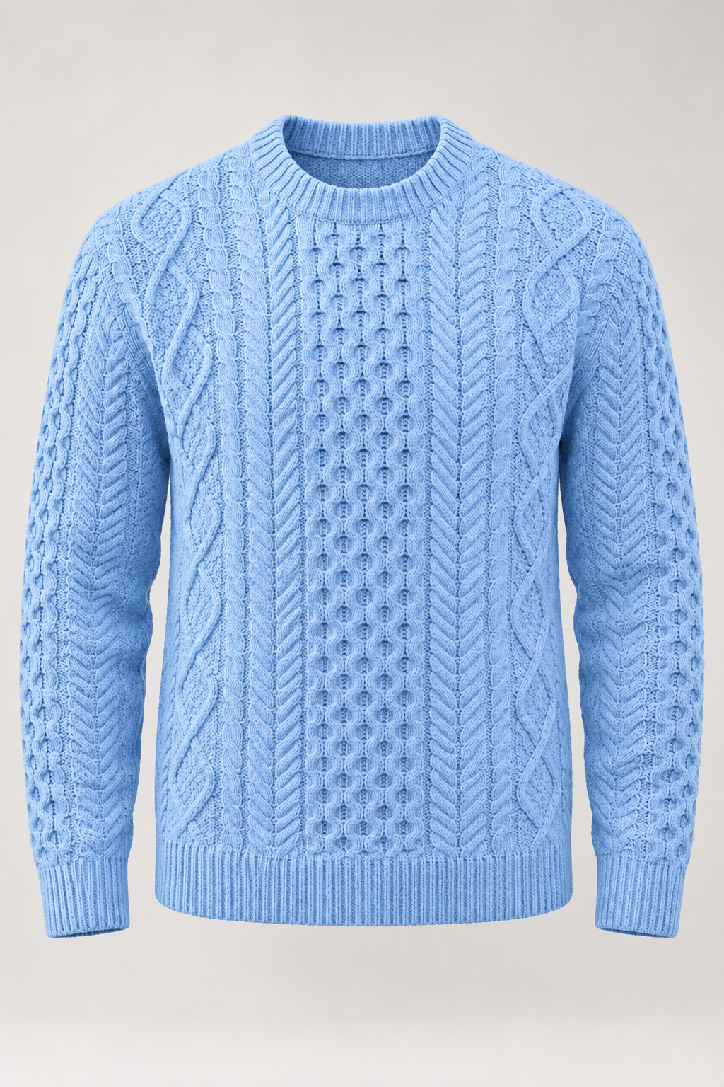 Pull homme maille torsadée col rond manches longues chaud - Bastien