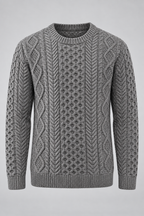 Pull homme maille torsadée col rond manches longues chaud - Bastien