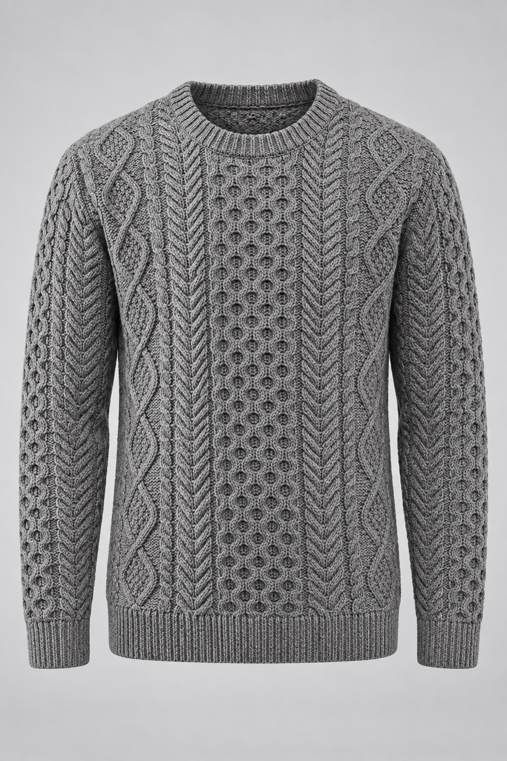 Pull homme maille torsadée col rond manches longues chaud - Bastien