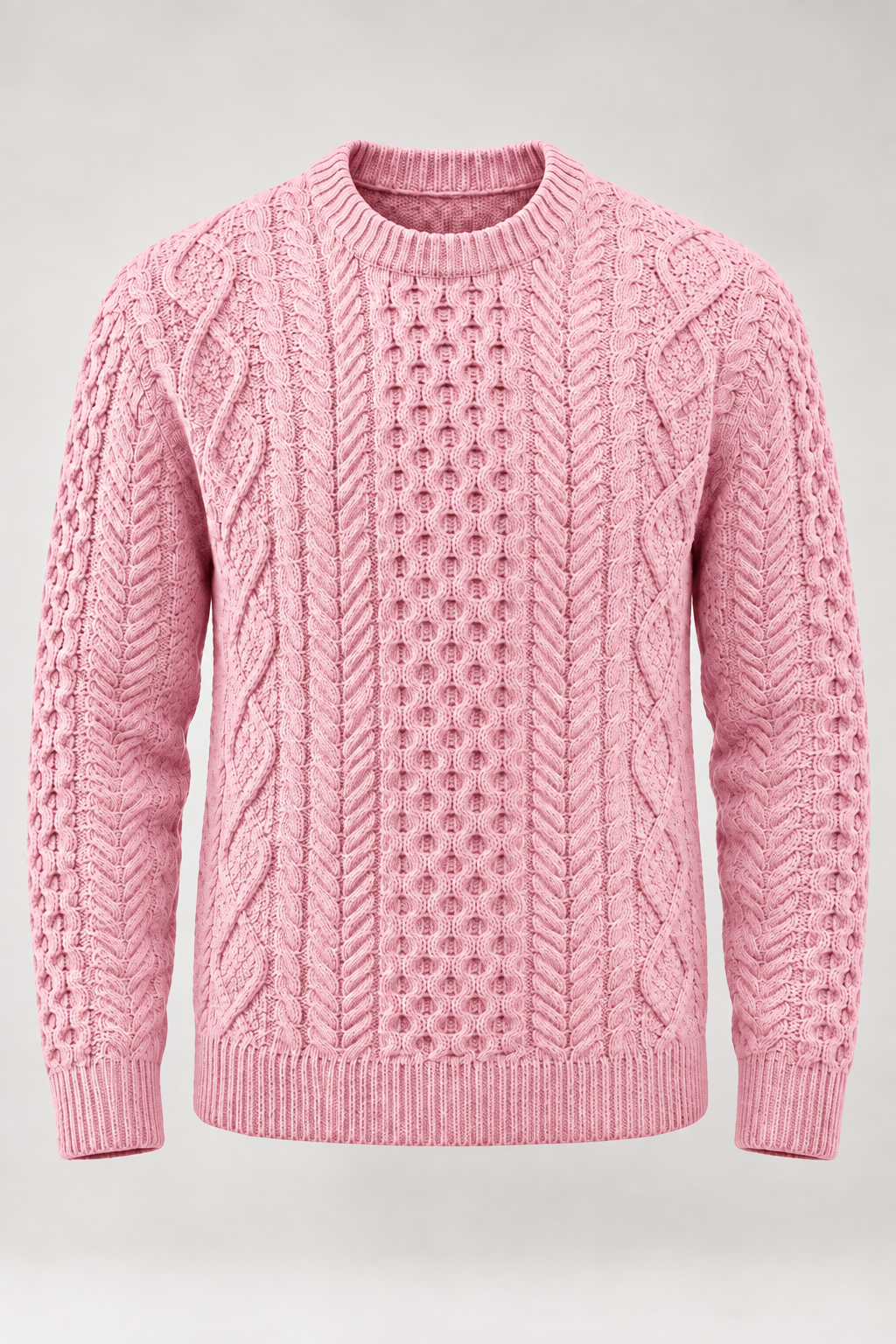 Pull homme maille torsadée col rond manches longues chaud - Bastien
