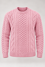 Pull homme maille torsadée col rond manches longues chaud - Bastien