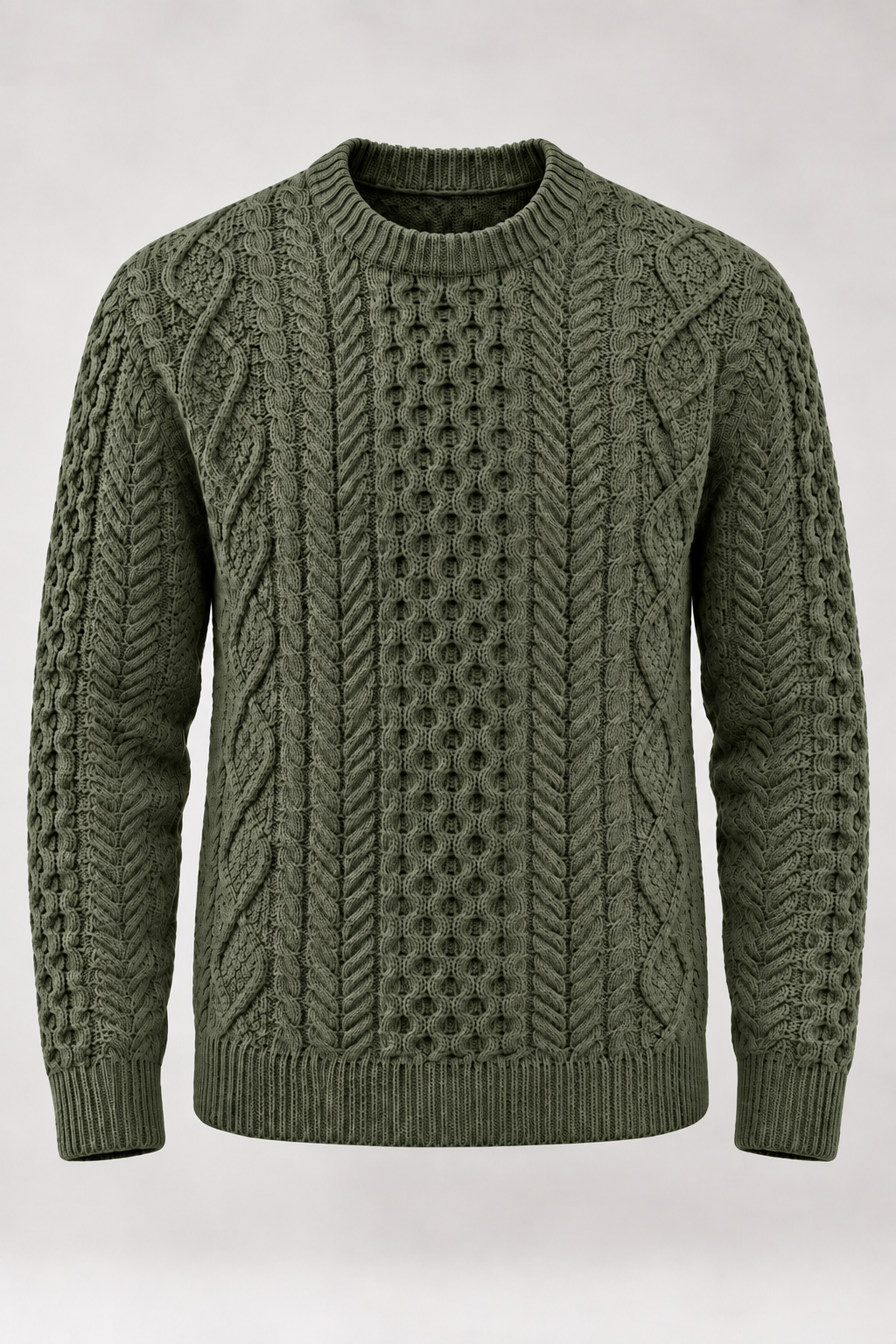 Pull homme maille torsadée col rond manches longues chaud - Bastien