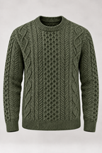 Pull homme maille torsadée col rond manches longues chaud - Bastien