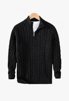 Jersey hombre punto trenzado media cremallera cuello textura versátil otoño - Anselme