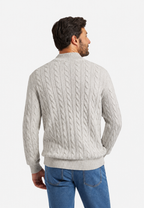 Pull maille torsadée homme demi-fermeture éclair texture - Anselme