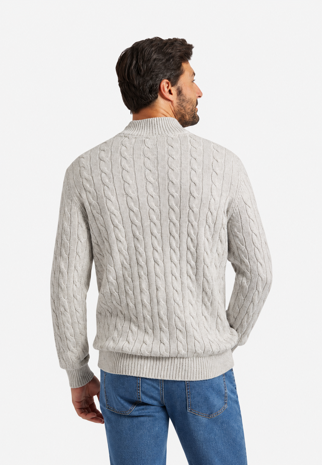 Pull maille torsadée homme demi-fermeture éclair texture - Anselme