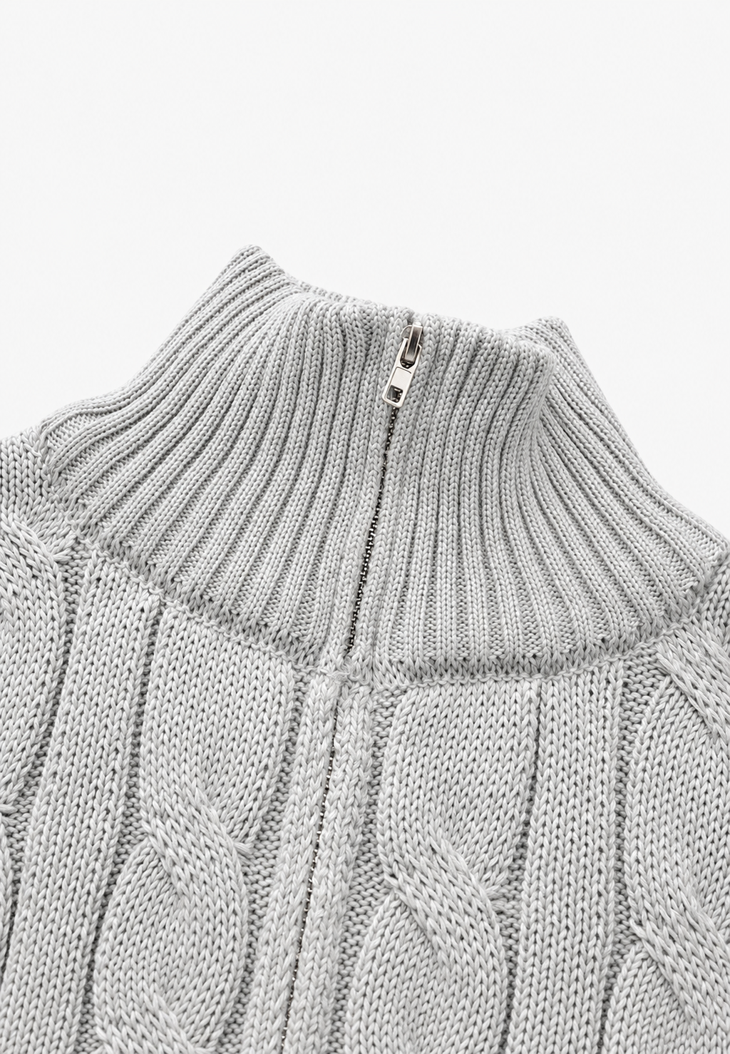 Pull maille torsadée homme demi-fermeture éclair texture - Anselme