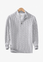 Jersey hombre punto trenzado media cremallera cuello textura versátil otoño - Anselme