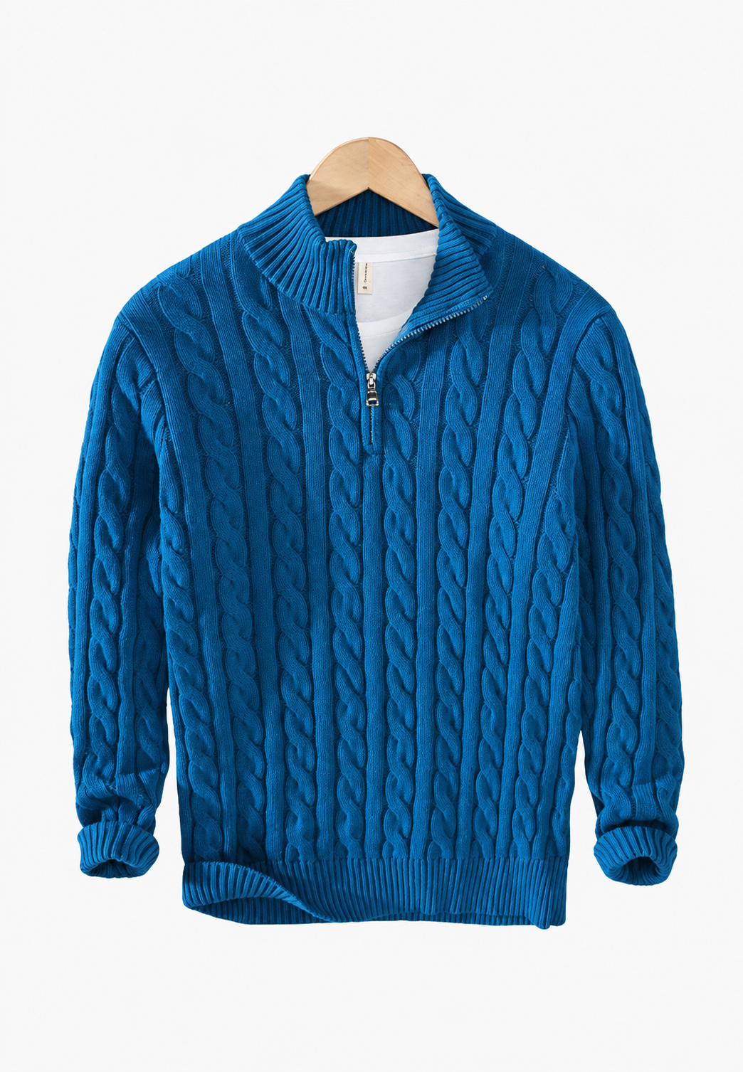 Pull maille torsadée homme demi-fermeture éclair texture - Anselme