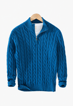 Jersey hombre punto trenzado media cremallera cuello textura versátil otoño - Anselme
