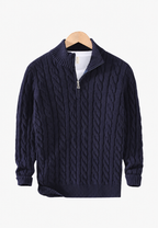 Pull maille torsadée homme demi-fermeture éclair texture - Anselme