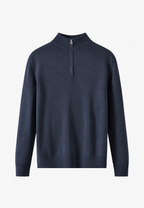 Pull laine mérinos homme demi-zip col montant chaud - Florent