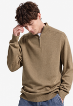 Jersey lana merino hombre media cremallera cuello alto corte recto versátil - Florent