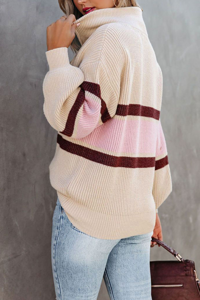 Pull femme côtelé col montant demi-zip maille sportive - Ylva